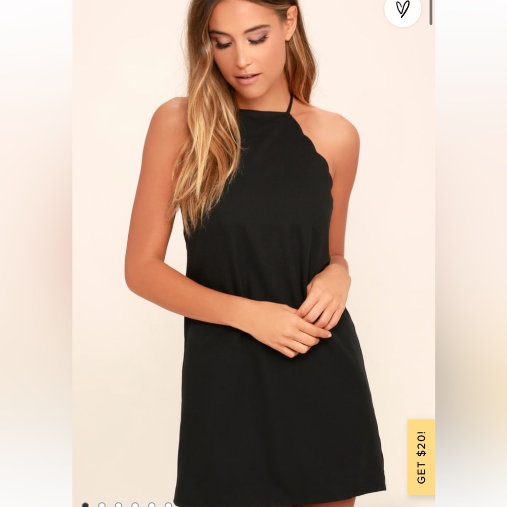 Lulus Endlessly Endearing Black Dress Size Small scallop hem